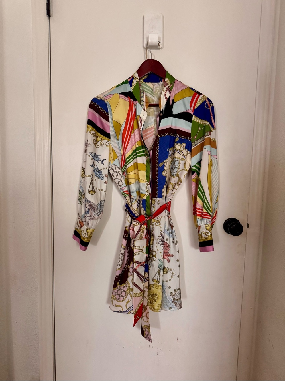 Vintage Scarf Print Belted Shirtdress – Approx. Size 4/6